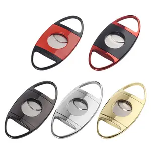 Personalized Smoking Cigar Accessories Stainless Steel Double Blade V Cut Cigar Scissors Cutter Gift Sets