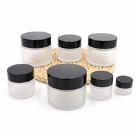 Pot cosmétique de luxe en verre dépoli personnalisé de 50g, large, vide, pour crème de soin, avec couvercle en plastique sérigraphié