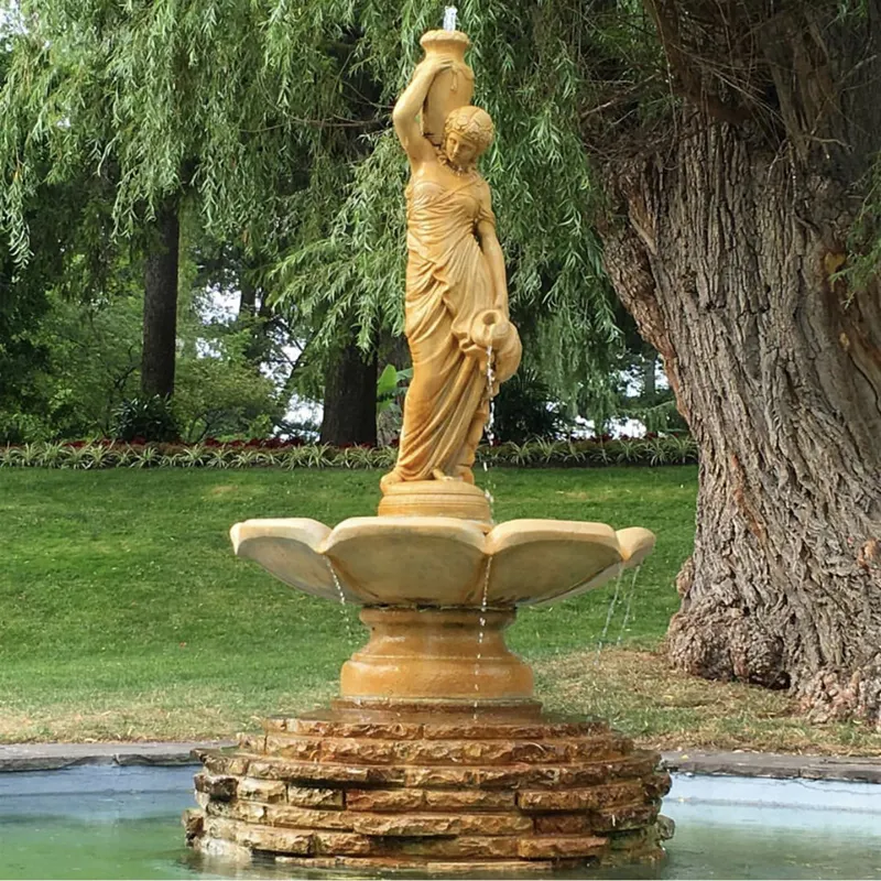 Уличная садовая Женская фигурка, ваза, резьба, мраморный камень, водяной фонтан для продажи