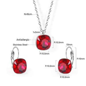 Ensemble de bijoux populaire et magnifique en acier inoxydable plaqué or rubis, collier et boucles d'oreilles pour femmes - Product Image 5