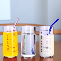 Tasse à mesurer en verre pour enfants, résistante à la chaleur, sans plomb, à fond épais, pour lait, eau, yaourt, boissons, 300 ml