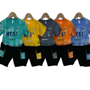 3,85 Dollar Modell YCT056 Sets Größe 90-120 Großhandel Kinder Unisex Damen Sportbekleidung Sommer T-Shirt-Sets mit Farben