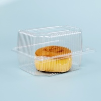 Boîte à hamburger en plastique transparente jetable en PET RPET avec couvercle à charnière, boîte à pâtisserie, boîte à nourriture transparente en forme de coquille
