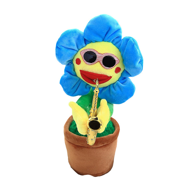35cm Super Soft Cartoon Singing Dancing Saxophone Sunflower Plush Toy with Creative Style for Stress Relief and Gifts