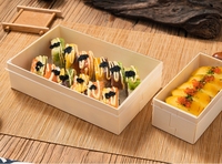 Emballage de sushi rectangulaire en bois jetable écologique, biodégradable, recyclable, style japonais, préservation de la fraîcheur, Go Food