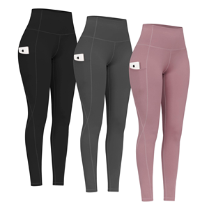 Dropshipping Women High Waist Solid Yoga <b>Leggings</b> <b>with</b> <b>Pockets</b> Stretch Breathable Full Length <b>Workout</b> Pants - Product Image 1
