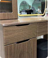 Coiffeuse moderne minimaliste avec miroir éclairé et plateau rabattable, écologique, pour chambre à coucher, bureau de maquillage multifonctionnel avec rangement pour cosmétiques
