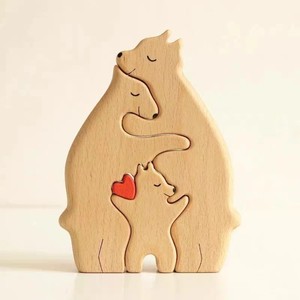 Rompecabezas de Madera con Forma de Familia de Osos, Acabado Natural, Ecológico, Decoración para Sala de Estar, Regalo de Navidad para Adolescentes - Product Image 1
