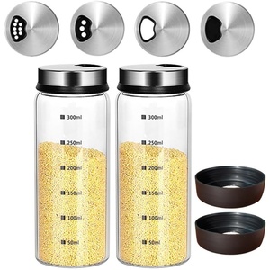 ガラススパイスジャー空の丸いスパイスジャー金属カバーダニマーク付き150ML 250ML 300ML - Product Image 1