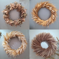 Personnaliser naturel sec préservé hortensia pampa herbe couronnes florales maison hôtel porte mariage décor séché couronne de fleurs