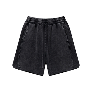 High-Quality Cotton Acid Wash <b>Shorts</b> <b>Men's</b> Custom Streetwear Puff Print Pocket Distressed - Product Image 1
