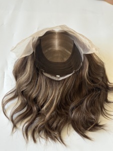 باروكة طبية جاهزة للشحن بدون غراء، بقاعدة حريرية وسيليكون، بلون بني متدرج، مصنوعة من شعر بشري خام لعلاج الثعلبة أو السرطان - Product Image 5