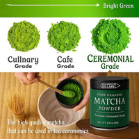 Matcha de Qualité Cérémoniale Biologique 100% Naturel, Qualité Alimentaire Certifiée Biologique, Soluble dans l'Eau, en Poudre, Format OEM, Matcha en Boîte de 30g