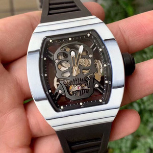Reloj Mecánico Automático de Alta Gama con Tourbillon y Diseño de Calavera en Fibra de Carbono NTPT Blanca para Hombre - Product Image 1