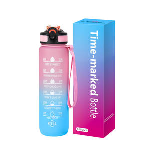 Botella de Agua Deportiva de Tritán sin BPA para Exteriores, Botella de Agua Motivacional con Marcador de Tiempo para Senderismo y Correr - Product Image 1