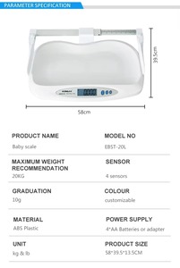 उच्च गुणवत्ता वाले 20 किलोग्राम शिशु डिजिटल बाल चिकित्सा इलेक्ट्रॉनिक शिशु वजन पैमाने - Product Image 3