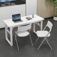 Bureau d'écriture pliable blanc, table d'étude pour ordinateur portable, table d'ordinateur pliable en métal robuste pour dortoir, petit bureau à domicile