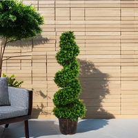 Vente en gros d'arbre à boules topiaires artificielles, arbre globe à feuilles persistantes, arbre en spirale de buis artificiel bon marché pour la décoration intérieure et extérieure