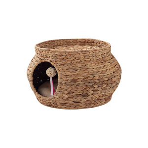 Wicker Cat <b>Bed</b> Round Handmade Fiber Fill Four Seasons Pet <b>House</b> For Cat - Product Image 5