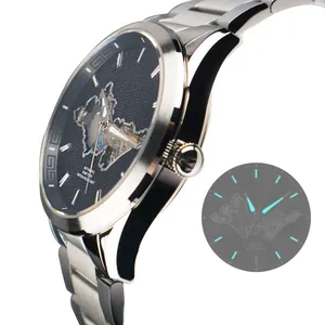 New Classic Stainless Steel Color Business Watch See-through Dial Luxury Brand Watch The Chinese Traditional Culture Gent Watch
