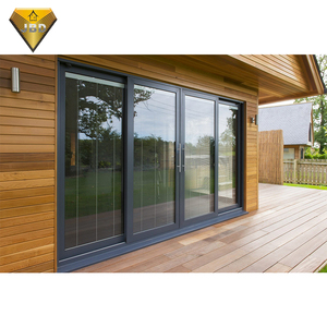 Grande porte patio coulissante en aluminium et verre Style design minimaliste Principale en bois pour l'extérieur des villas Fonction d'empilage dissimulée - Product Image 3