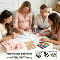46-teiliges Babyparty-Spielset mit weißen Lätzchen, inklusive 10 DIY Blanko-Lätzchen, Marker, Schablonen und Party-Dekorationszubehör