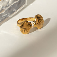 Anneaux ouverts de mode Ins PVD bijoux en acier inoxydable plaqué or 18 carats anneaux de coquille pour les femmes