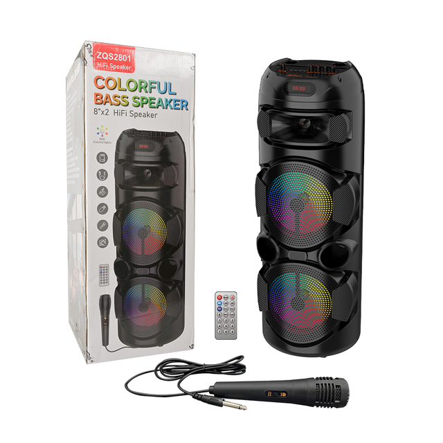 SING-E ZQS2801 Portable Karaoke DJ Echo Speaker with RGB LED Lighting for Outdoor Computer Stage Home Theater and Party Use