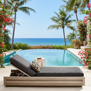 Chaise longue en teck moderne pour la piscine, le loisir et le <span class=keywords><strong>bain</strong></span> <span class=keywords><strong>de</strong></span> <span class=keywords><strong>soleil</strong></span>, mobilier d'extérieur - Product Image 1