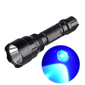 Bán Sỉ Không Thấm Nước 450nm UV Blue LED Light Flashlight <span class=keywords><strong>Torch</strong></span> Với 18650 Pin Có Thể Sạc Lại - Product Image 6