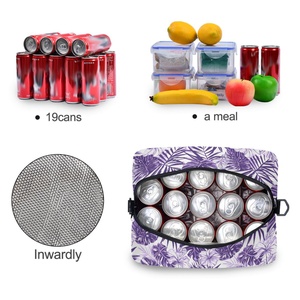 Sac à déjeuner isotherme pliable et imperméable pour femme, en nylon, avec motif de feuilles tropicales, impression personnalisée, faible MOQ, avec bretelles - Product Image 4