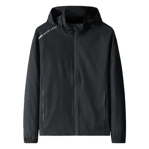 welder jacket hood Suppliers-Popular pure color zipper stand collar hooded men's youth windproof rainproof jacket jacket spring and autumn
