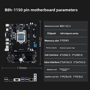 บอร์ดคอมพิวเตอร์ตั้งโต๊ะรุ่นใหม่ B8H H81 M ATX รองรับ LGA-1150 พินคู่ ช่องเสียบ M.2 รองรับ CPU รุ่นที่ 4/5 I3 I5 - Product Image 2
