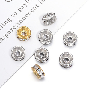 Anillo de acero inoxidable con diamantes de imitación de 8 mm, cuentas espaciadoras de circonia cúbica para accesorios de fabricación de joyas DIY, forma redonda de llanta de rueda - Product Image 3