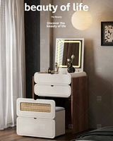 Meuble de toilette moderne de luxe en chêne brun avec miroir éclairé et lumière LED pour chambre et salle de bain – Offre spéciale