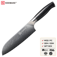 Couteau Santoku 7 pouces, acier Damas 67 couches, cœur VG10, ultra-affûté, couteau de cuisine japonais avec manche en bois Pakka, couteau de chef