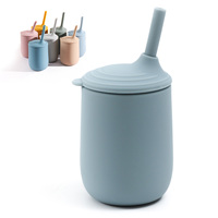 Ensemble de tasse à bec, bol et cuillère pour bébé en silicone de qualité alimentaire, taille personnalisée, avec paille magique