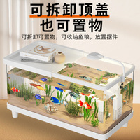 Petit aquarium écologique pour salon avec filtration et oxygénation, nouveau modèle 2025 avec couvercle, aquarium de bureau pour poissons rouges