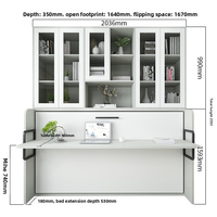 Lit mural moderne Queen-Size Murphy, réglable, avec panneaux en bois, pliable, élégant en chêne pour chambre à coucher