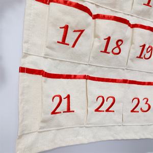 Toile de tissu mural brodée personnalisée suspendue calendrier de l'avent de luxe calendrier de compte à rebours de Noël - Product Image 4