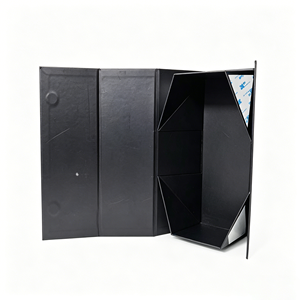 Manufacturer-Sourced Custom One-Piece Oversized Folding Gift <b>Box</b> Pure Black with Full Magnet for Candles Logo Hot Stamping - Product Image 3