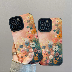 Custodia per cellulare in pelle artificiale TPU con stampa floreale piccola e motivo graffiti per iPhone X, XR, 11, 12, 13, 14, 15, 16, 17, 18 Pro Max - Product Image 2