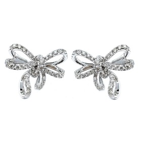Vente en gros de bijoux en diamant de couleur rose 18 carats boucles d'oreilles à ruban mignon à la mode combinaison spéciale en or pour cadeau de mariage adolescent - Product Image 1