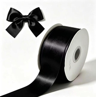 Ruban en satin simple face de 4 cm de qualité supérieure pour la décoration de fête gothique, vente en gros pour Halloween