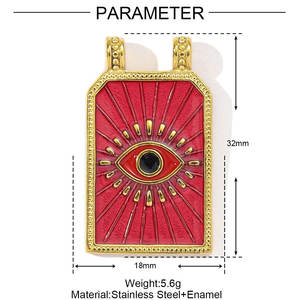 Hongtong AC-134 Edelstahl Vintage <span class=keywords><strong>Tarot</strong></span> glänzend Zirkon Rechteck DIY Herstellung Schmuck Charms Zubehör Großhandel Anhänger - Product Image 4