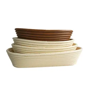 Basket Bread Basket XH OEM/ODM Eco-friendly Kitchen Oval 10inch Plastic Rattan Bread Proofing Banneton Basket Durable Storage Bread Mold Baking Tool