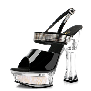 Sandali in cristallo Stripper da 14cm di atmosfera esotica per Nightclub in stile gotico Plus Size Drag Party modello da passerella - Product Image 5