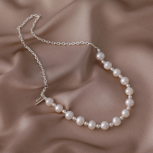 Collar de Perlas Barrocas para Mujer, Cadena Grande de Acero Inoxidable con Diamantes, Joyería Hecha a Mano, Resistente al Agua, Estilo Dropshipping - Product Image 4