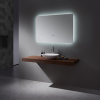 Miroir de salle de bain intelligent LED moderne sans cadre avec fonction anti-buée, capteur tactile rétroéclairé et affichage numérique pour coiffeuse
