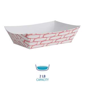 Boardwalk 30LAG200 Red/White <b>Paper</b> Food Baskets 2lb Capacity Serving <b>Trays</b> Case of 1000 - Product Image 4